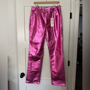Good American pink metallic pants NWT